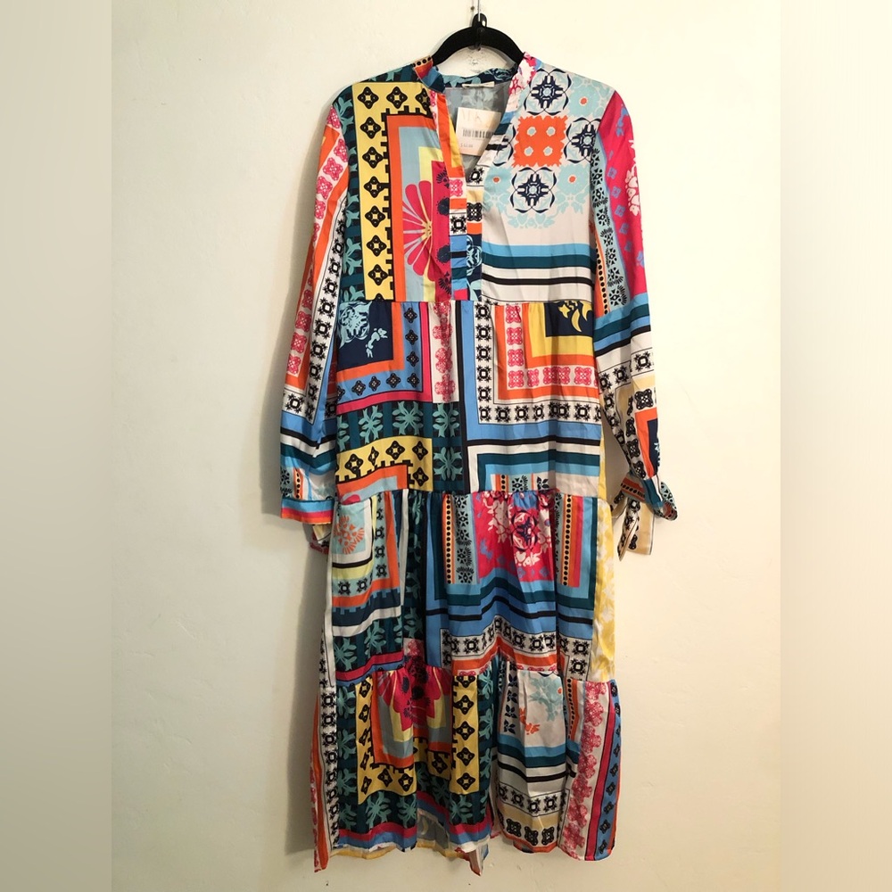 Bohemian Patchwork Maxi Dress - Multicolor